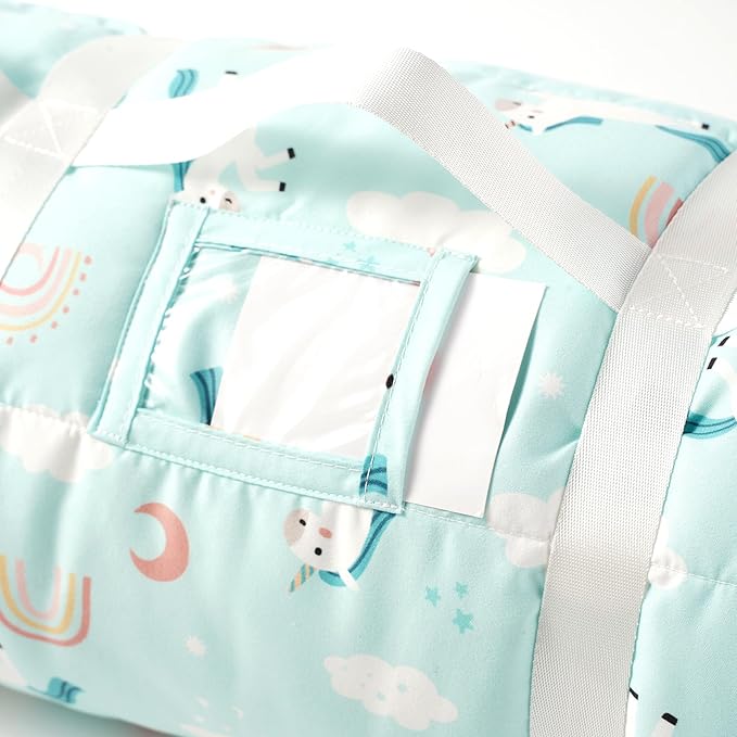 Bunnikins & Clover Toddler Nap Mat with Removable Pillow, Nap Mats for Preschool, Easy Clean Toddler Nap Pad for Kindergarten, Kids Sleeping Bag for Travel Camping