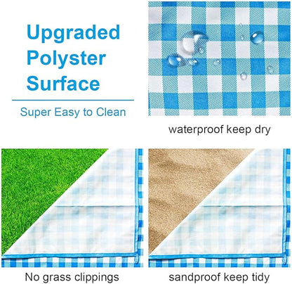 ZHUYNXIR Extra Large Picnic, Waterproof Blanket, Gingham Picnic Mat for Beach, Camping Grass Picnic Blankets. (Blue 58x58 inch)