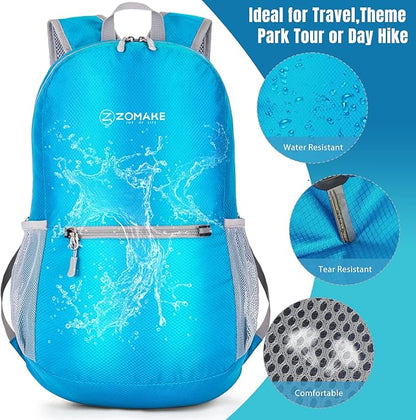 ZOMAKE Ultra Lightweight Hiking Backpack 20L, Packable Small Backpacks Water Resistant Daypack for Women Men(Light Blue)