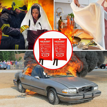 Fire Blankets for Home and Kitchen Emergency Safety – 4 pack 3ft x 3ft Fiberglass Fire Suppression Blanket Suspend Flames Retardant for Cooking Stove Grill Car Garage Office RV Warehouse (4 Pcs)