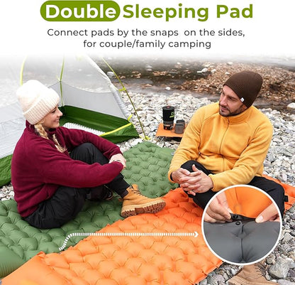 ATEPA Sleeping Pad for Camping Backpacking, Ultralight Inflatable Camping Air Mattress with Built-in Foot Pump & Pillow, 77"X27"Waterproof & Compact Sleeping Mat Hiking Trekking Inflatable Pad Grey