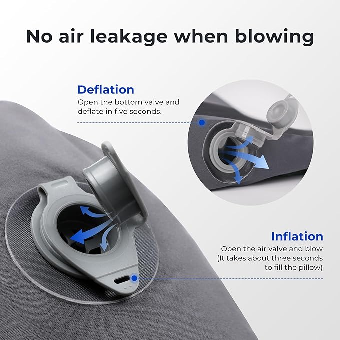 FLEXTAILGEAR Inflatable Camping Pillow, Ultralight Travel Pillows for Airplanes, Hiking, Road Trip, Office - Neck Pillow with Washable Cover & TPU Bladder - Perfect for Neck Lumbar Support