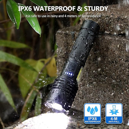 Rechargeable LED Flashlights High Lumens, 990000 Lumens Super Bright Flashlight with 7 Modes & Waterproof, Powerful Brightest Flash Light for Camping Home
