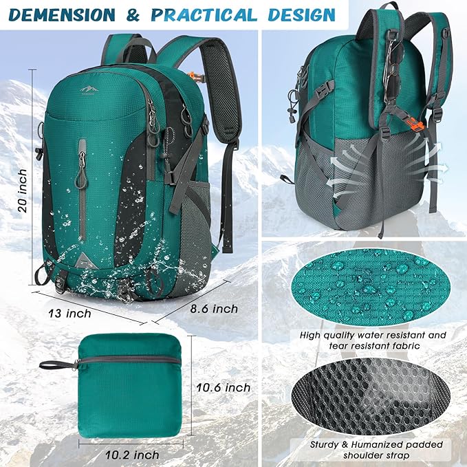 RAINSMORE Hiking Backpack 40L Lightweight Packable Camping Backpack Waterproof Travel Daypack Men Women Hiking Daypack