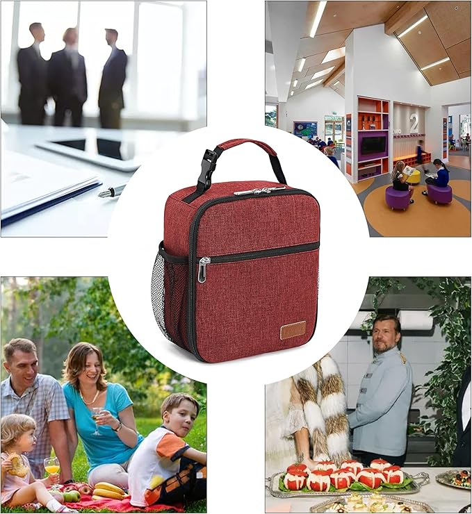 Femuar Lunch Box for Men Women Adults Small Lunch Bag for Office Work Picnic - Reusable Portable Lunchbox, Red