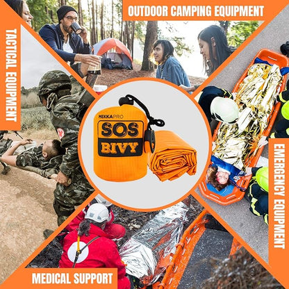 MEKKAPRO SOS Emergency Thermal Bivy Sleeping Bag with Survival Whistle, Survival Bivvy Sack, Mylar Emergency Blanket