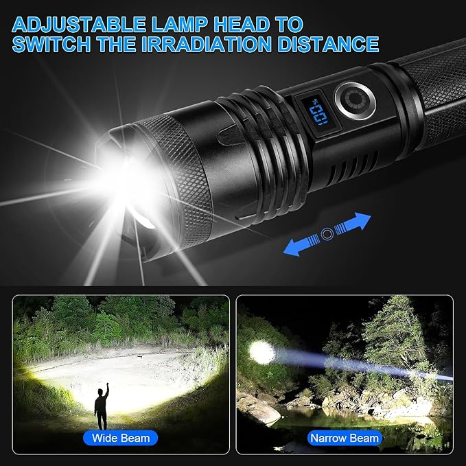 Flashlights High Lumens Rechargeable 2 Pack,990000 Lumens Super Bright Flashlight, Powerful Led Flashlight with 5 Modes & IPX6 Waterproof, Brightest Handheld Flashlights for Home, Camping, Hiking