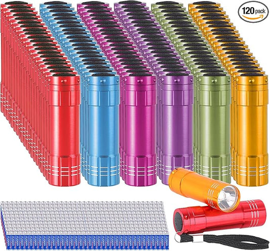 KunHe 120 Pack Small Mini Flashlights for Kids Bulk with Batteries Cheap LED Flash Lights for Party Favor Camping Halloween