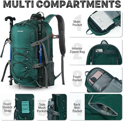 40L Lightweight Hiking Backpack Travel Packable Daypack for Women and Men, Green