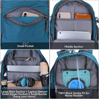 G4Free 45L Hiking Travel Backpack Waterproof with Rain Cover, Outdoor Camping Daypack for Men Women