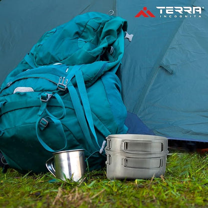 Camping Cookware Set - Stainless Steel, Lightweight, and Durable - Perfect for Camping, Hiking, Fishing, Hunting, and Backpacking - Includes Pot and Skillet Lid