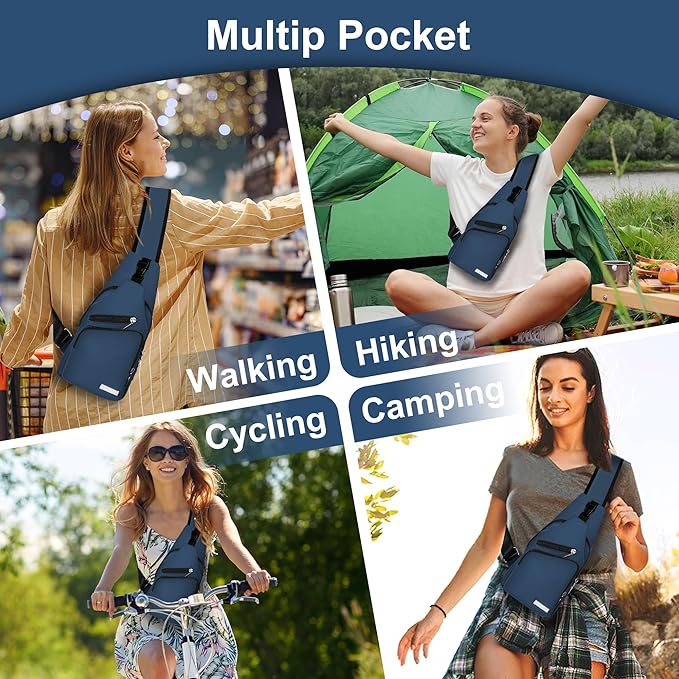 Sling Bag for Women Mens Crossbody Bag, Chest Bag Sling Backpack with USB Charging Port for Walking Hiking