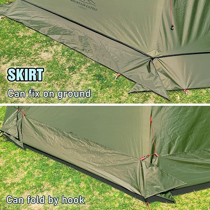 PRESELF 3 Person Lightweight Tipi Hot Tent with Fire Retardant Flue Pipes Window Teepee Tents for Family Team Outdoor Backpacking Camping Hiking