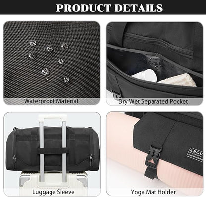 Gym Bags For Men & Women With Shoes Compartment And Wet Pocket, Sports Duffle Bag, Workout Bags For Gym Swimming Yoga,Waterproof Weekend Overnight Carry On Bag A-TG-001-Black