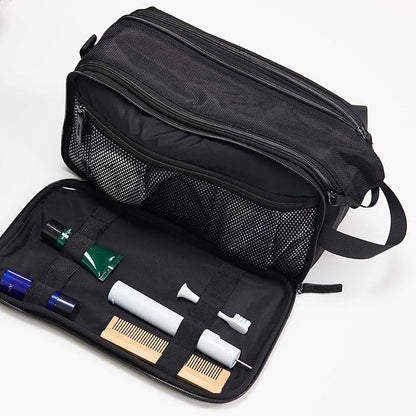 Purevave Large Compact Mens Toiletry Travel Bag Hanging, Mens Dopp Kit for Travel Waterproof, Wash Pouch Black