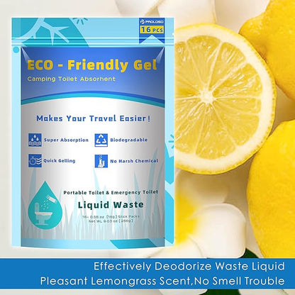 PROLOSO Liquid Waste Gelling and Deodorizing Powder Degradable Eco Gel for Camping Portable Toilet Urine Solidifier Absorbent