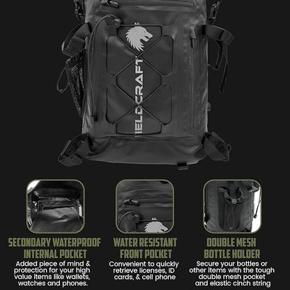 FIELDCRAFT Wayfarer Waterproof Rolltop Backpack Dry Bag for Outdoor, Water Sports, Kayaking, Boating, Camping, Hiking, Scuba Diving, Fishing, Beach, and Lake Activities