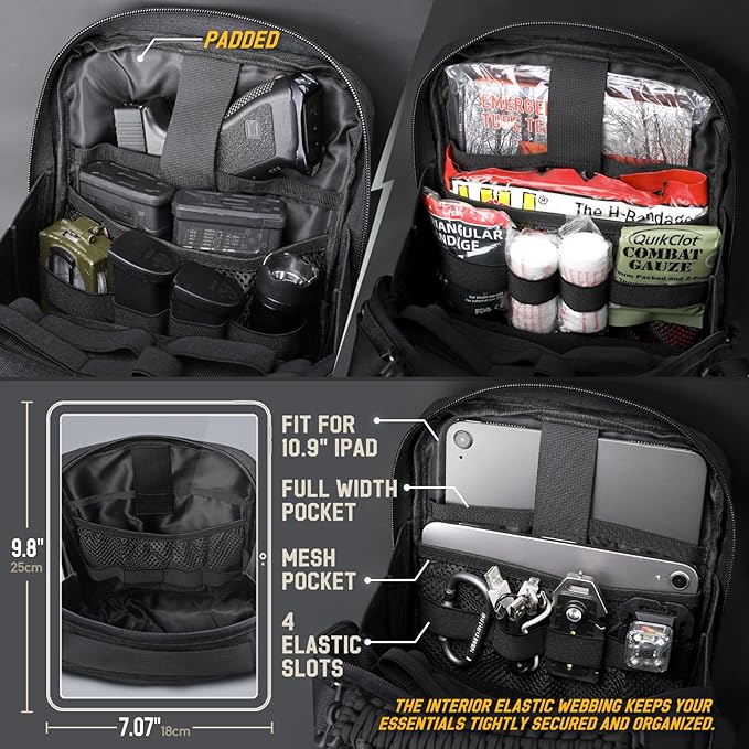 WYNEX Tactical Molle Admin Pouch, Utility EDC Pouch Organizer Modular Tool Pouch of Double Layer Design Medical EMT Attachment Bag Large Capacity with Elastic Webbing Insert Panel
