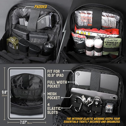 WYNEX Tactical Molle Admin Pouch, Utility EDC Pouch Organizer Modular Tool Pouch of Double Layer Design Medical EMT Attachment Bag Large Capacity with Elastic Webbing Insert Panel