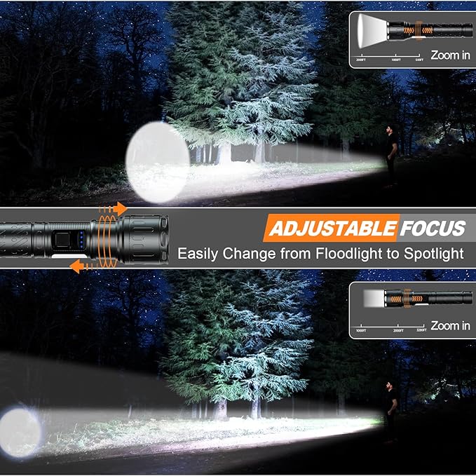 Flashlights High Lumens Rechargeable- 100,000LM Super Bright Tactical Magnetic LED Flashlight,Powerful Flash Light with 8 Modes,Waterproof,Power Display Handheld Flashlight for Emergency