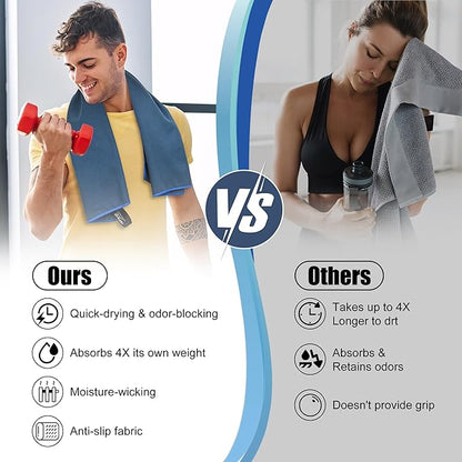 HiiPeak Quick Dry Towel - 2 Pack Microfiber Towels - Travel Towel Super Absorbent & Lightweight for Camping, Beach, Sports, Gym, Backpacking, Hiking and Yoga (NavyBlue & LightGray, 32 * 16" 2pcs)
