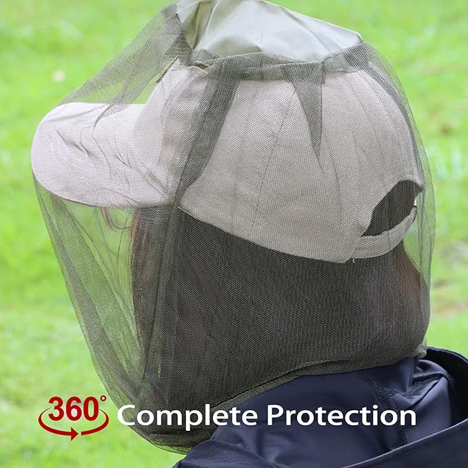 Mosquito Head Net Head Mesh with Extra Fine Holesfor Protecting from Insect Bug Bee Mosquito Gnats, Face Netting for Camping/Hiking/Fishing