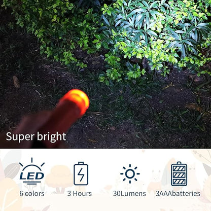 18 Pack 9 LED Flashlight Bulk Plastic Handheld Flashlight Kids Flashlight with Lanyard, Each with 3 AAA Batteries Included for Kids Night Reading Party Camping Emergency Hunting, 6 Color