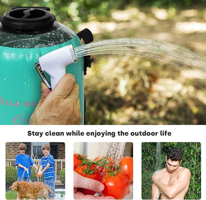WILD HEART Camping Shower 22L/ 12L Portable Shower for Camping with Pressure Foot Pump and Hose - Solar Shower Bag Backpack for Camping, Road Trip & Outdoor Use