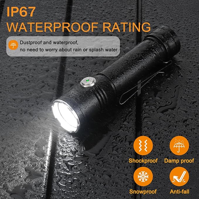 ULTRAFIRE SP67 LED Flashlight Rechargeable,2050 High Lumens Mini Flashlight with Holster,6 Modes,USB-C Waterproof Handheld Small Flash Light for Camping, Outdoor, Emergency