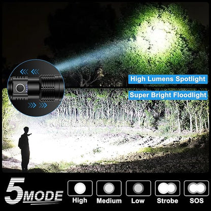 LED Flashlights High Lumens Rechargeable, 980,000 Lumens Super Bright Tactical Flashlight Powerful Flash Light with 5 Modes, 12H Running Time, IPX6 Waterproof Flashlight for Home Emergency