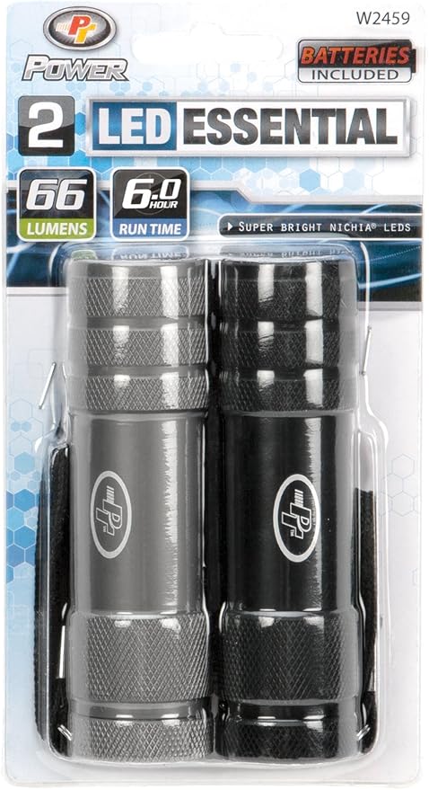 Performance Tool W2459 High Power L.E.D. Flashlights, 2 Pack (Sold as 1 Flashlight pack), 85 Lumen Flashlight