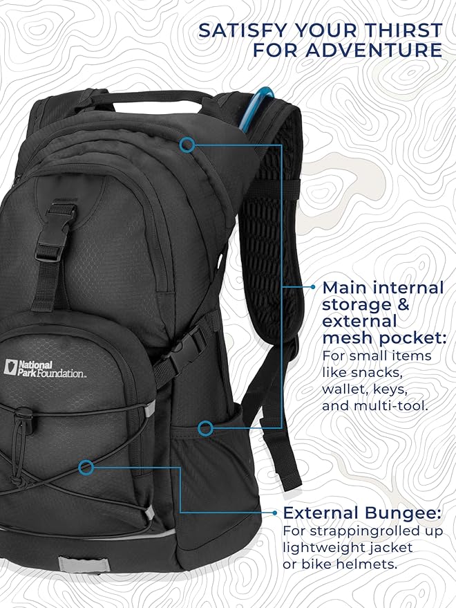 18L Hydration Backpack with 2 Liter Hydro Water Bladder Bag, Lightweight Daypack for Cycling, Hiking, Running, Climbing, for Men Women Kids