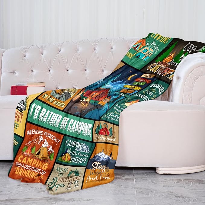 Camping Lovers Gifts, Camping Gifts for Women/Men, Camping Throw Blanket 60"X50", Blanket for Camping, Camping Gifts, Camper Gifts, Gifts for Campers, Rv Gifts for Women Birthday Christmas