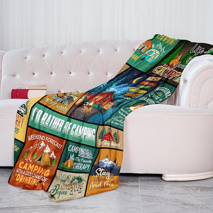 Camping Lovers Gifts, Camping Gifts for Women/Men, Camping Throw Blanket 60"X50", Blanket for Camping, Camping Gifts, Camper Gifts, Gifts for Campers, Rv Gifts for Women Birthday Christmas