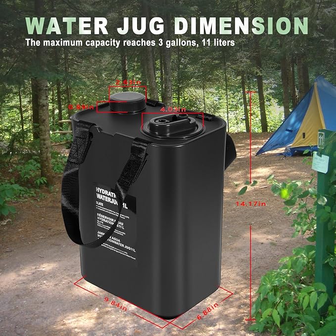 3 Gallon/11L Portable Water Container, Water Jugs, Water Tank, BPA Food Grade Hydration Water Storage Container Fits for Camping, Outdoor Hiking and Travel, etc