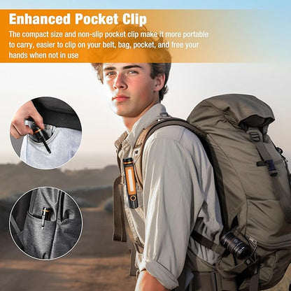 EverBrite Rechargeable LED Emergency Flashlight, 500 Lumens Pocket Flashlight, USB-C Cable, 7 Modes Handheld Flashlights with COB Sidelight, Magnetic Base, Pocket Clip, Light for Camping, Emergency
