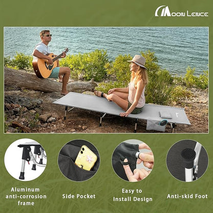 MOON LENCE Folding Camping Cot Outdoor Camping Bed Portable with Carry Bag Camp Cots for Adults for Hiking Backpacking Car Camping Outdoor Indoor Beach Use