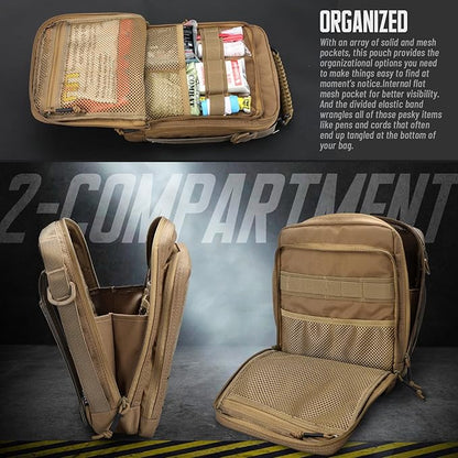 WYNEX Tactical Molle Admin Pouch, Utility EDC Pouch Organizer Modular Tool Pouch of Double Layer Design Medical EMT Attachment Bag Large Capacity with Elastic Webbing Insert Panel