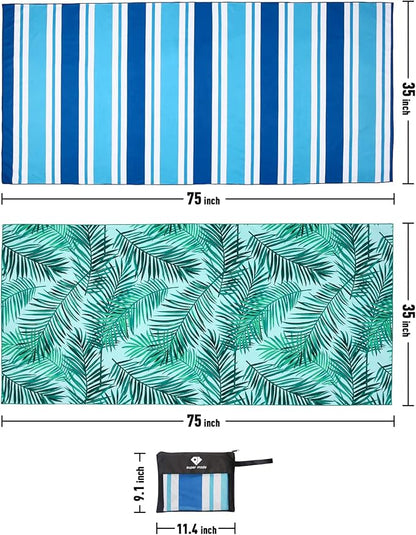 2 Pack Microfiber Beach Towel, Oversized Microfiber Pool Towel 75”x 35”, Sand-Free Beach Towel, Quick Drying Camping Towel, Super Absorbent Bath Towel Blanket, Soft Breathable and Lightweight