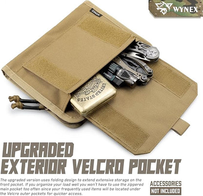 WYNEX Tactical Folding Admin Pouch, Molle Tool Bag of Laser-Cut Design, Utility Organizer EDC Medical Bag Modular Pouches Tactical Attachment Waist Pouch Include U.S Patch