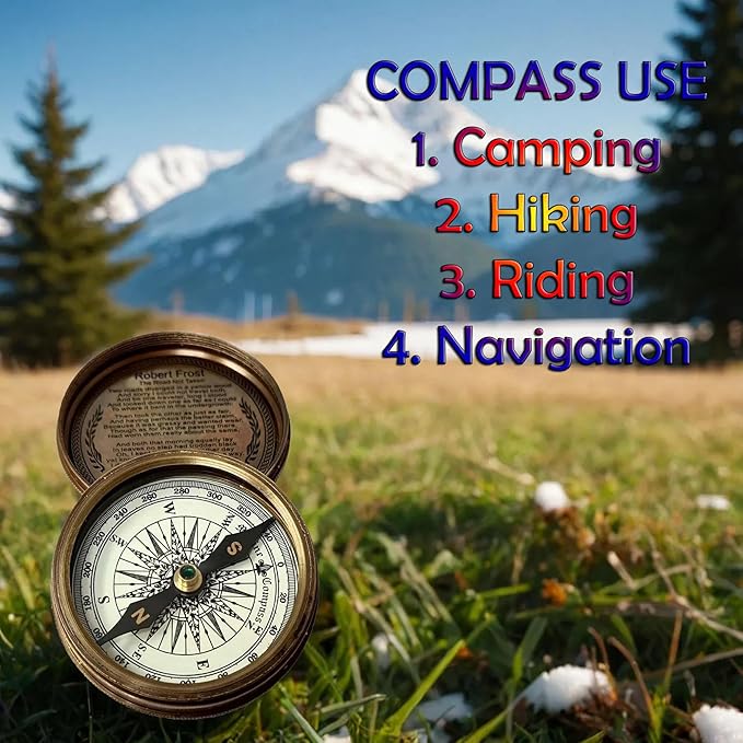 Engraved Brass Compass, Antique Nautical Vintage Directional Magnetic Compass, with Famous Scripture Quote, Baptism Gifts with Leather Case