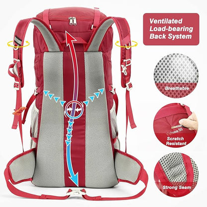 HOMIEE 50L Hiking Backpack Travel Bag Waterproof Camping Backpack with Rain Cover Lightweight Backpacking Backpack Rucksack