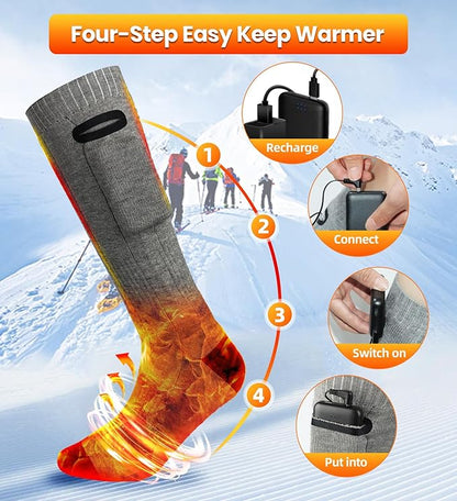 Heated Socks for Men Women, 4500 mAh Electric Rechargeable Heated Socks, Warm Winter Battery Heated Socks Women Outdoor Riding Camping Hiking Motorcycle Heated Ski Sock