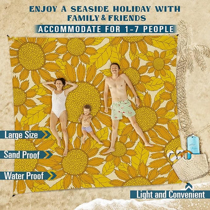 Beach Blanket Sandproof Waterproof 78''×110'' 1-7Adults Oversized,Compact Lightweight Durable Beach Mat for Travel Camping Hiking Picnic Blanket