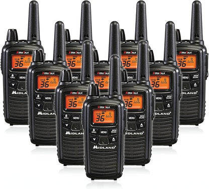 Midland LXT600VP3 36 Channel FRS Two-Way Radio - Up to 30 Mile Range Walkie Talkie - Black (Pack of 10)