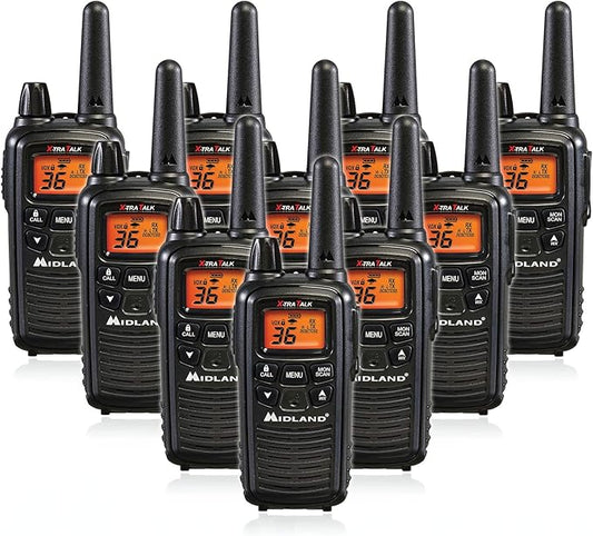 Midland LXT600VP3 36 Channel FRS Two-Way Radio - Up to 30 Mile Range Walkie Talkie - Black (Pack of 10)