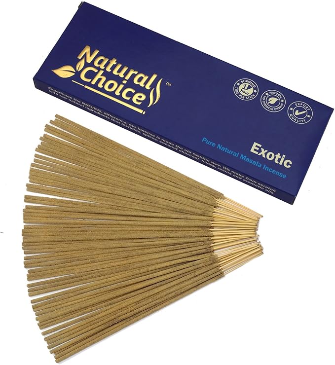 Exotic Incense Sticks 100 Grams, Low Smoke Traditional Incense Sticks Made from Scratch, Never Dipped (Exotic, Single Pack)