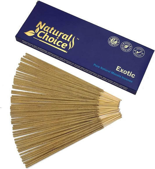 Exotic Incense Sticks 100 Grams, Low Smoke Traditional Incense Sticks Made from Scratch, Never Dipped (Exotic, Single Pack)