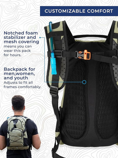 18L Hydration Backpack with 2 Liter Hydro Water Bladder Bag, Lightweight Daypack for Cycling, Hiking, Running, Climbing, for Men Women Kids