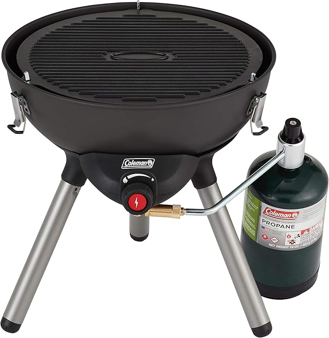 Coleman 4-in-1 Portable Propane Camping Stove, Includes Stove, Wok, Griddle & Grill; Camping Grill with Instastart Ignition, Grease Tray, & 7000 BTUs of Power for Camping, Tailgating, Grilling